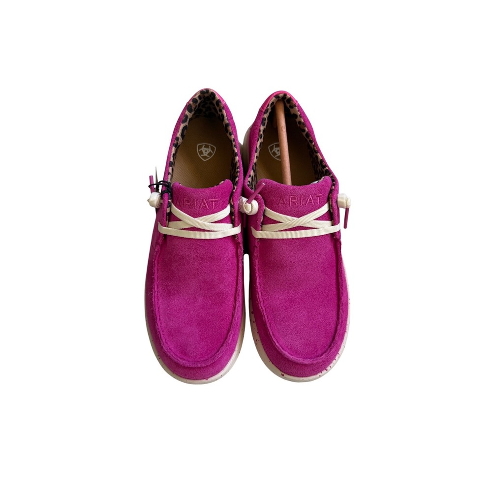 Ariat Hilo Hottest Pink Suede Leopard Print Loafers Shoes 10050972 Womens 9 NEW